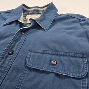 L.L Bean Flannel Plaid Lined Hurricane Button Up Long Sleeve in Blue Size Large